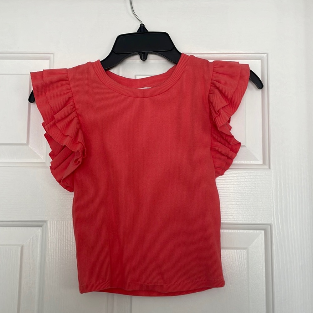 Zara Coral Ruffle Shirt